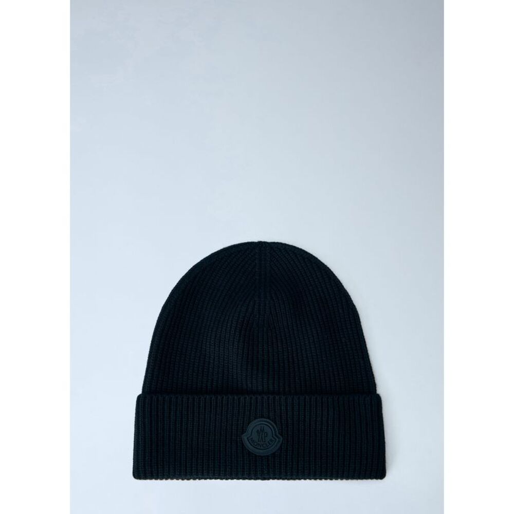Moncler Men Ribbed Beanie With Logo Patch